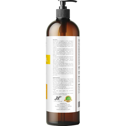 velona Canola Seed Oil 8 fl oz | 100% Pure and Natural Carrier Oil | Refined, Expeller pressed | Cooking, Dressing, Skin, Face, Body, Hair Care | Use Today - Enjoy Results