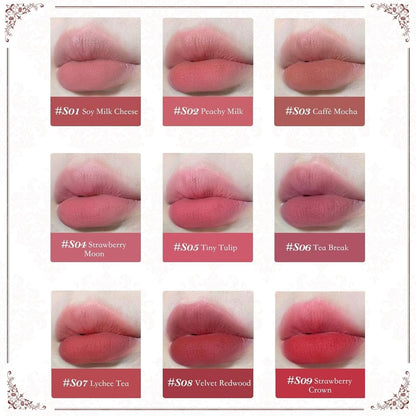 Flower Knows Strawberry Rococo Cloud Lip Cream,Velvety Matte Liquid Lipstick,Red Lipstick,Long Lasting Lip Stain,Kiss-proof Blurred Lipstick for Girls&Women,0.12 Fl Oz(S07 Lychee Tea)