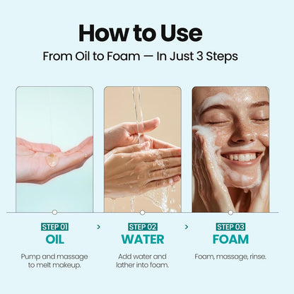 [K-Beauty] Blue Tansy Oil to Foam - All-in-One Korean Face Wash OilBased Foaming Facial Cleanser - Excess Sebum & Oil Control - Makeup Deep Cleansing Oil for All Skin Types (3.88 fl oz)