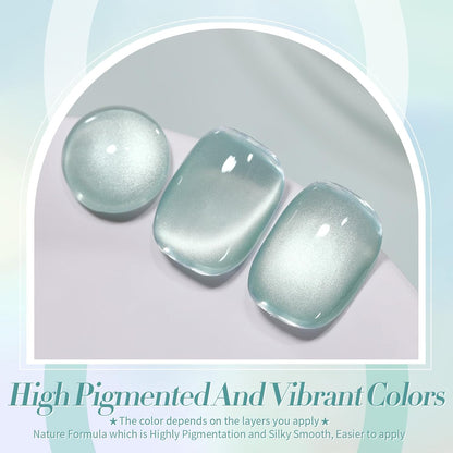 Born Pretty Cat Magnetic Eye Gel Nail Polish, Green Moonlight Cat Magnetic Gel, Glass Shiny Effect Green Soak Off Nail Art Salon Manicure Home Gift 15ml
