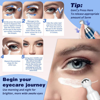 Caffeine Eye Cream and 24K Gold Eye Mask (20 pcs): Under Eye Serum for Dark Circles and Puffiness Eye Care Eye Serum Anti Aging with 360° Massage Ball Reduce Eye Bags, Wrinkles and Fine Lines