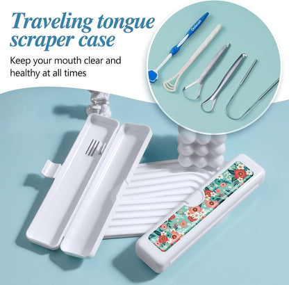 Toothbrush Travel Case - Colorful Pattern, Holder and Covers for Toothbrushes, Includes Tongue Scraper Case