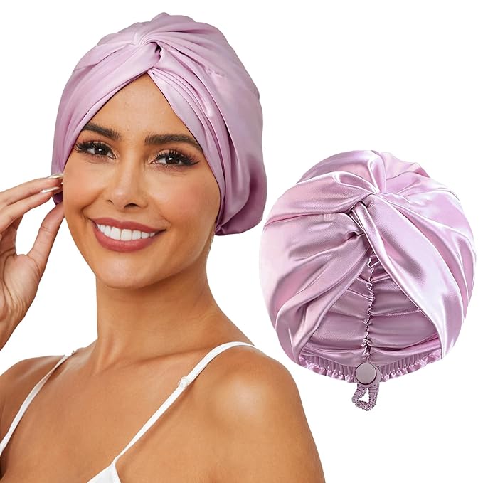 Adjustable silk satin hair bonnet