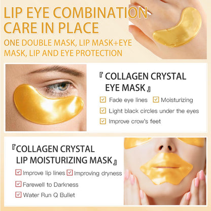 30 Pairs Lip Masks & Eye Mask,24K Collagen Crystal Under Eye Patches for Puffy Eyes,Dark Circles,Moisturizing& Reducing Fine Lines Lip Mask,Cooling Collagen Eye Masks Skincare for Women Men