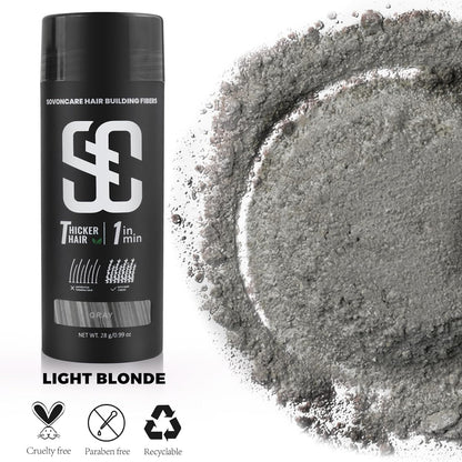 SOVONCARE Hair Fibers for Thinning Hair Gray, Hair Building Fibers for Bald Spots Undetectable & Natural, Conceals Hair Loss Fill In Fine, Hair Powder Hair Thicker Instantly for Women & Men 28g