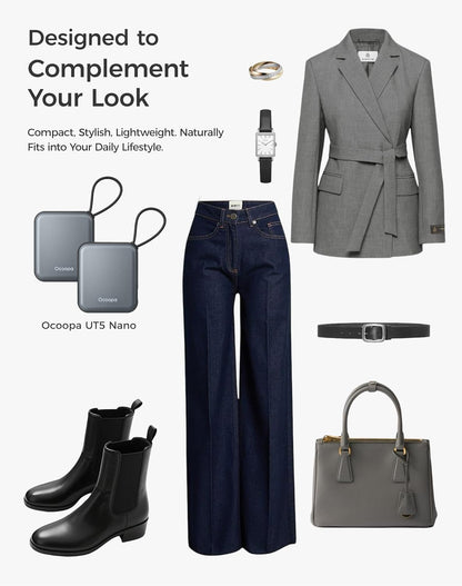 OCOOPA Hand Warmers Rechargeable, Smart Temp Control 7H*2 Long Safe Heat, Ultra Slim, Pocket-Size Design That Fits Gloves, Gifts for Women, Outdoor, Office, Commute (UT5 Nano)