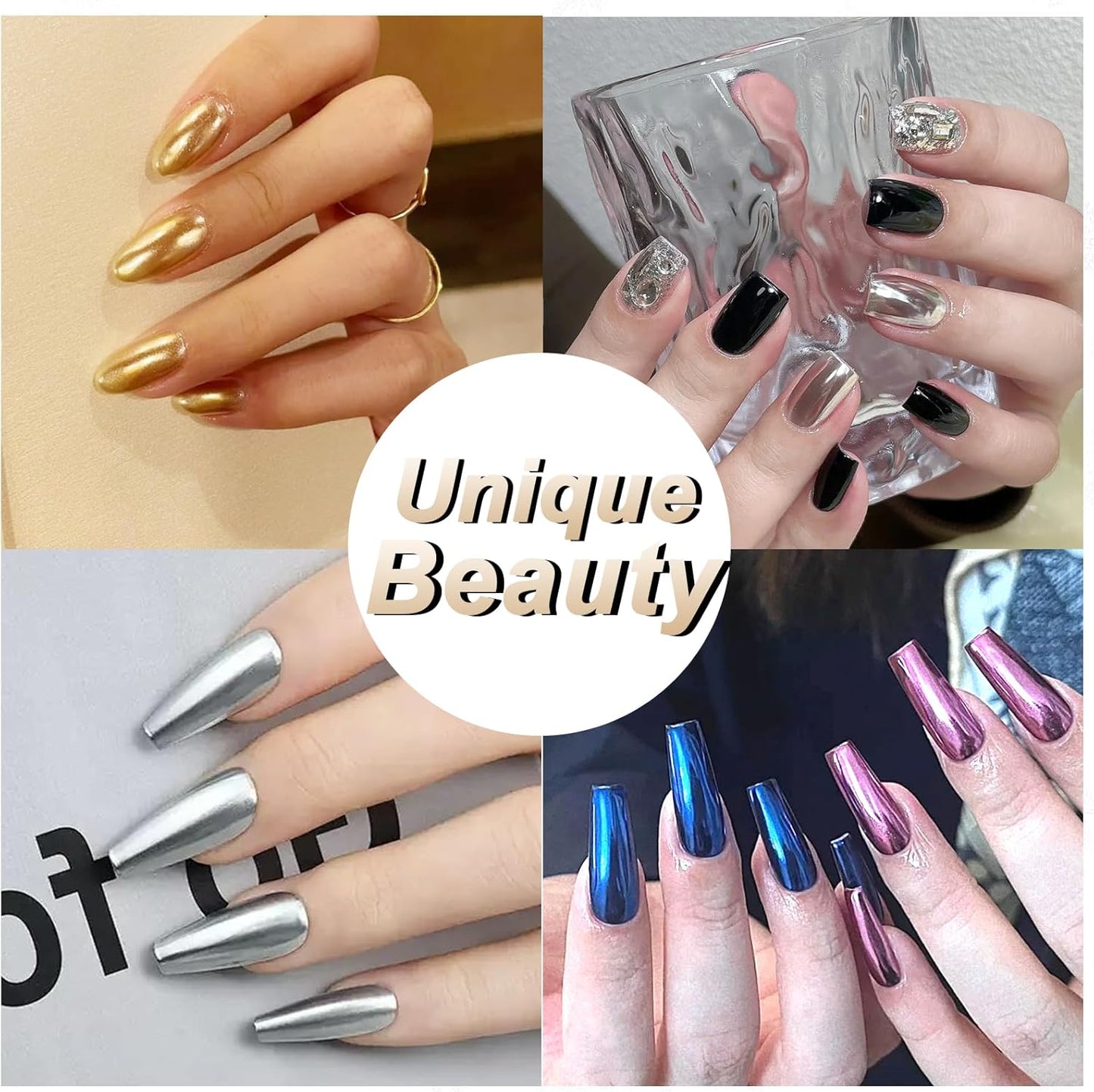 Allstarry Brown Chrome Nail Powder, 2pcs Metallic Mirror Effect Dust Glitter Glazed Manicure Decoration Reflective Pigment for Gel Polish Nail Art Decoration Resin Craft, Festivals - Dark Coffee