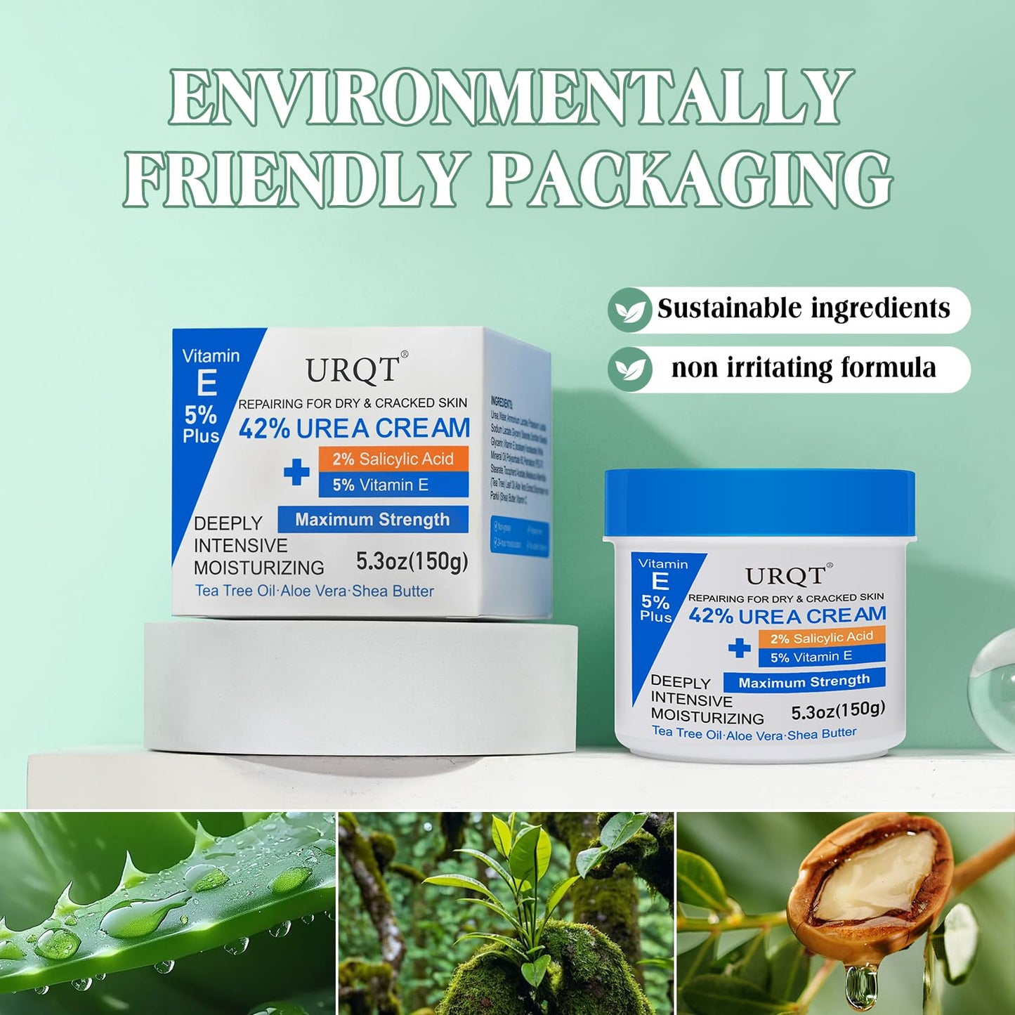 42% Urea Cream for Dry & Cracked Skin - Foot & Hand Cream with 2% Salicylic Acid, 5% Vitamin E, Tea Tree Oil, Aloe Vera, Shea Butter - Moisturizer & Skin Repair Cream for Feet Maximum Strength