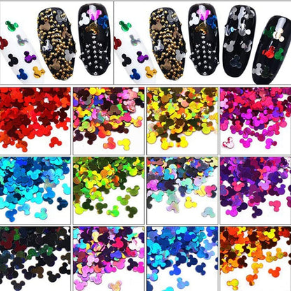 12 Colors Cute Nail Glitter Sequins Nail Art Supplies 3D Holographic Nails Glitters Flakes Glitter Nails Art Stickers Decals Shiny Confetti Face Body Art Glitters Designs Fingernails Art Decoration