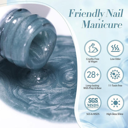 BORN PRETTY Cat Magnetic Eye Gel Nail Polish, Blue Glitter Cat Magnetic Gel Nail Polish, Crescent Bay Magnetic Nail Polish for Nail Art Manicure Salon DIY at Home 15ML