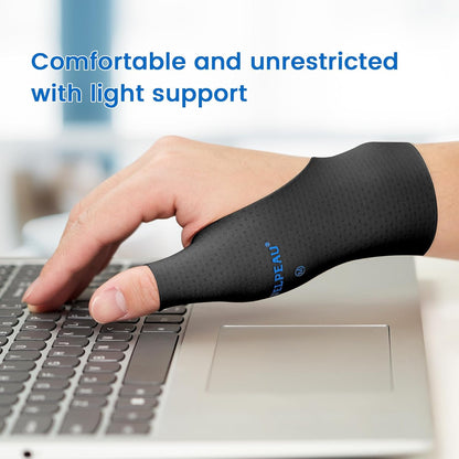 VELPEAU Thumb and Wrist Compression Sleeve for Tendonitis (Pack of 2), Seamless Technology, Gloves Wraps for Arthritis Pain Relief for Women & Men, Splint Liner, Fits Both Hands (Black, Long Version, S)