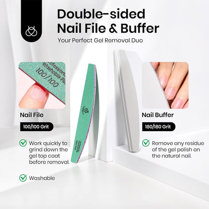 Beetles Gel Polish Remover Kit with 450 Pcs Lint Free Nail Wipes 10 Pcs Gel Polish Remover Clips Cuticle Oil Cuticle Pusher Nail File