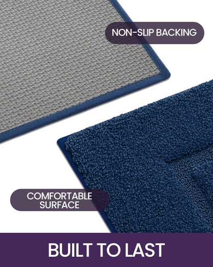 DEXI Bathroom Rugs 43x24, Washable Non Slip Bath Mat for Shower Floor, Absorbent Quick Dry Bathmat with Rubber Backing, Ultra Soft Plush Carpet for Tub, Navy