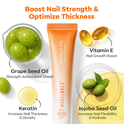 modelones Cuticle Oil Pen Orange Nail Oil for Growth and Strength Nail Growth Oil Cuticle Softener Quick Dry Nail Care Moisturize and Strengthen Damaged Nails 10ml 0.34Fl Oz