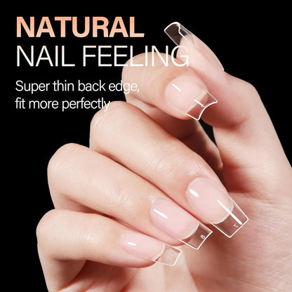 AILLSA Short Square Nails Clear Gel Nail Tips False Full Cover Soft Nails Tips for DIY Home Salon Gift, Preshaped Gelly Press on Fake Nail Tip for Nail Extension 216PCS 12 Sizes