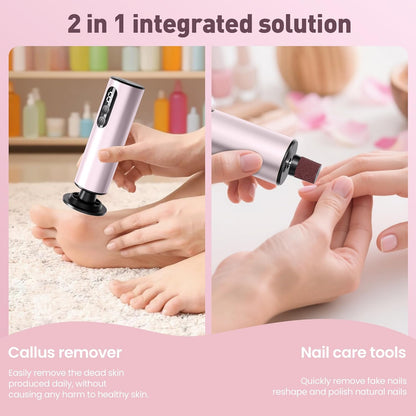 Electric Foot Callus Remover,2 in1 Rechargeable Callus Remover for Feet,9-Speed Cordless Electric Foot File Nail Grinder,Foot Scrubber Pedicure Tools for Dead Skin Dry Cracked Feet(Pink MINI)
