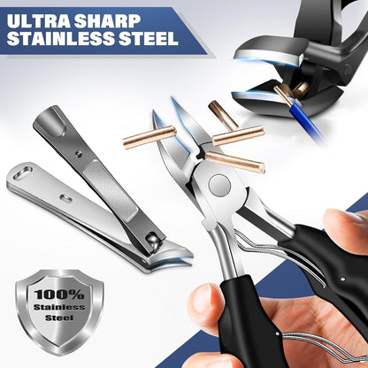 2025 Toenail Clippers for Thick Toenails for Seniors, Angled Head Large Toe Nail Clippers Set for Men, Heavy Duty Ingrown Toenail Clippers with Long Handle, Ultra Sharp Slanted Nail Cutter Wide Jaw