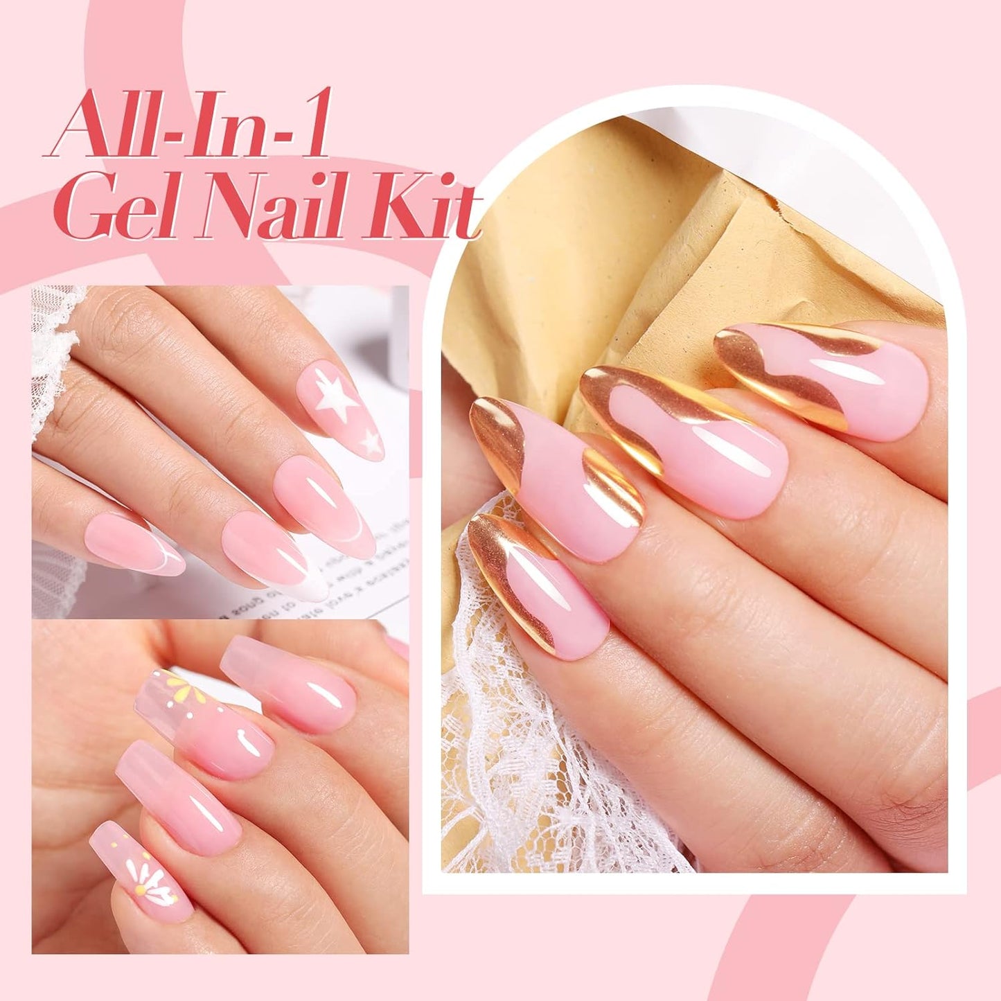 Born Pretty 28Pcs Jelly Gel Nail Polish Kit With U V Light 48W Nail Lamp 12 Colors Jelly Pink Nude Neutral Gel Polish Set with Base/Top Coat Manicure All-In-One Nail Gel Kit Ideal Gifts