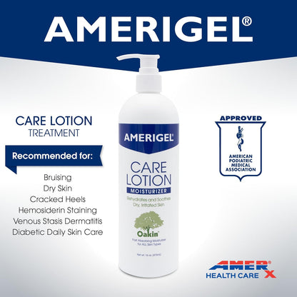 AMERIGEL Care Lotion – Hypoallergenic Moisturizer - Diabetic Skin Care - Rehydrates and Soothes Dry, Irritated Skin - 16 oz.
