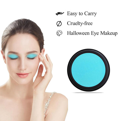 Single Light Blue Eyeshadow, Pressed Powder Matte Eye-Shadow Palette Make-up, Blendable Long Lasting High Pigment Blue Eye Makeup Halloween Paint & Face Body Paint