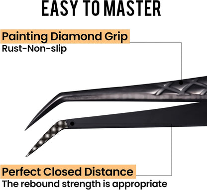 Fiber Tip Lash Tweezers For Eyelash Extension 4 Pcs Tweezers Professional Artist Tech Work Kit Tools,Best Volume Eyelash Lashes Extensions Precision Volume Boot 90 45 Degree(Titanium black)