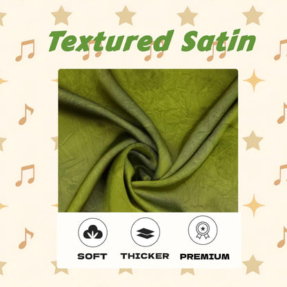 Serenade Textured Satin Heatless Curls Overnight, Heatless Hair Curler Curling Set for Women and Girls to Sleep in, with 2 Satin Scrunchies and 1 Clip for Overnight Curls, Green