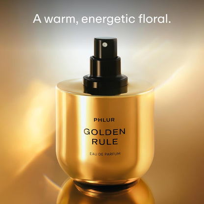 PHLUR Golden Rule Eau de Parfum - Full Size Perfume for Women & Men Fragrance - Fruity Floral Perfume with Mandarin, Pink Pepper, Pear, Jasmine, Coconut Milk, Sandalwood & Vanilla Cream (50mL)