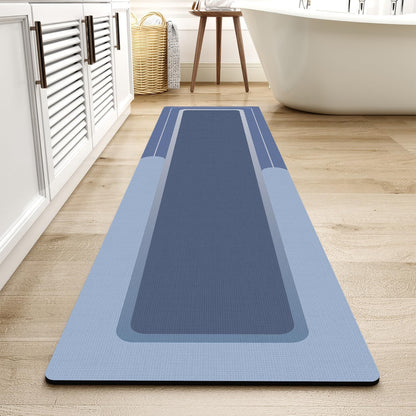 MontVoo-Bath Mat Rug Long Non Slip Super Absorbent Bathroom Runner Stain Resistant Quick Dry Thin Bathroom Mat Fit Under Door-17"x70",Navy