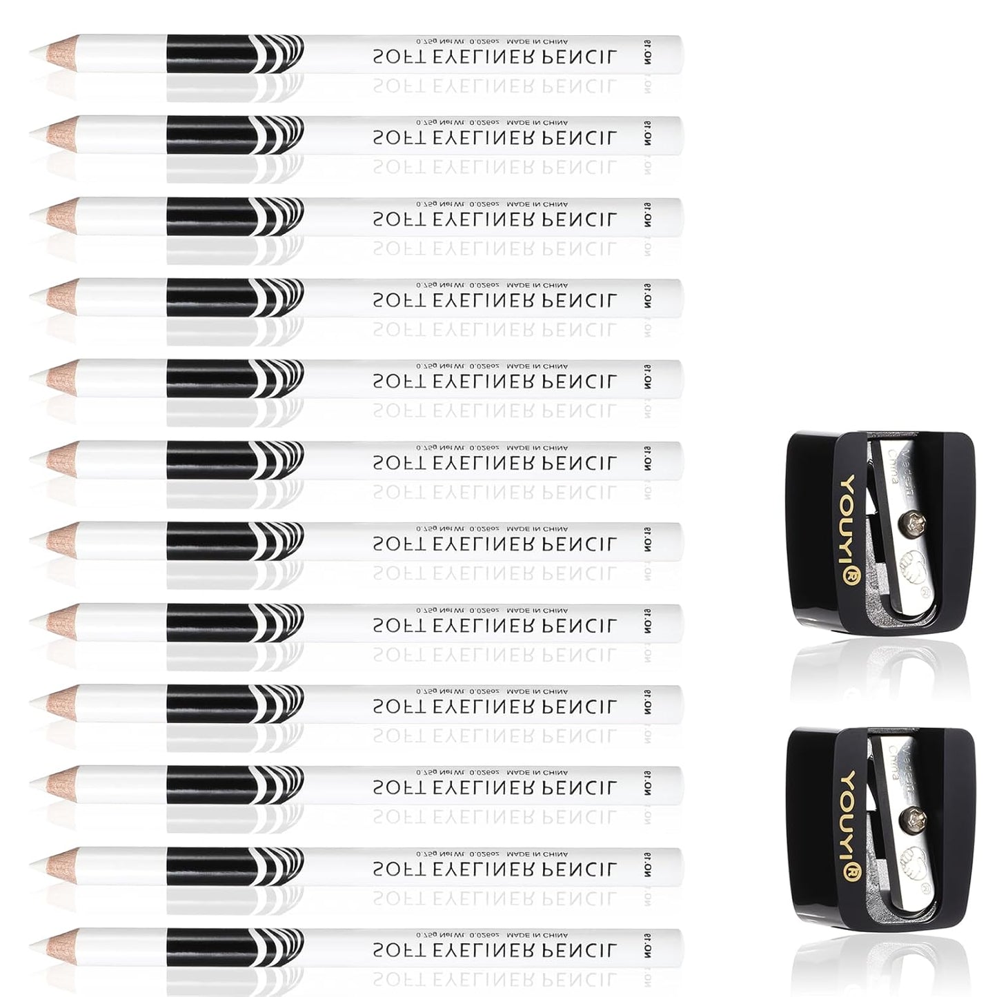 12PCS Barber Pencil Set with Sharpener, Smudge-proof Beard Shaping Guide Pen, Hairline Pencils, Suitable for Men and Women (White)