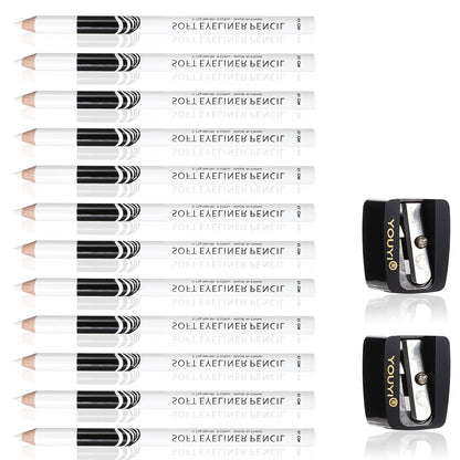 12PCS Barber Pencil Set with Sharpener, Smudge-proof Beard Shaping Guide Pen, Hairline Pencils, Suitable for Men and Women (White)