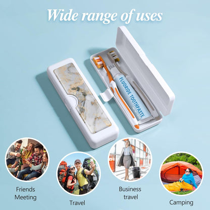 Toothbrush Travel Case - Colorful Pattern, Holder and Covers for Toothbrushes, Includes Tongue Scraper Case