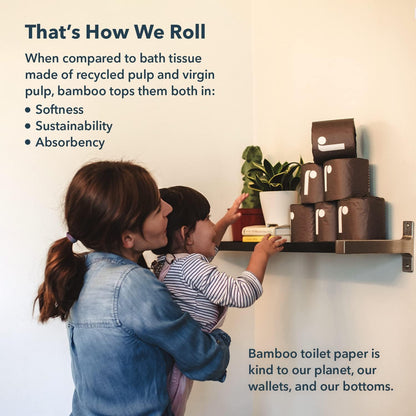 Reel Premium Toilet Paper - 12 Rolls of Toilet Paper - 3-Ply Made from Tree-Free - Zero Plastic Packaging, Septic Safe