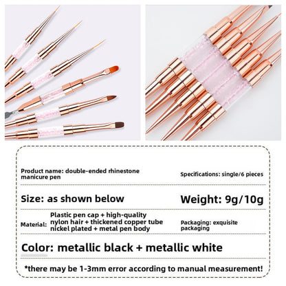 6pcs Double-Ended Nail Art Brushes Set - Professional Nail Design Tools for Acrylic & Gel Nails Gel Polish Art Nail Nail Dotting Brush Pen nail liner brush