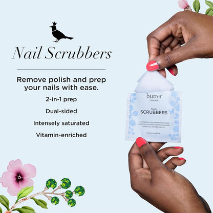 Butter LONDON Nail Polish Remover Pads, Nail Scrubbers (10 Count) - 2-in-1 Prep & Lacquer Remover Nail Wipes - Travel-Friendly Gel Fingernail Polish Remover - Cruelty-Free, Paraben-Free & Gluten-Free
