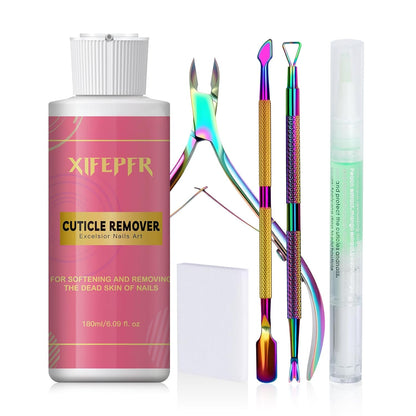 Cuticle Remover Kit - 6.09 Oz Cuticle Remover Cream with Cuticle Trimmer, Cuticle Nipper, Cuticle Pusher, Cuticle Oil Pen for Professional Manicure Nail Cuticle Care Home DIY, Gifts for Women