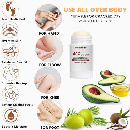 40% Urea Cream Cracked Heel Balm with 40% for Dry, Cracked, Heals Feet Hand Moisturizing Lotion 40 Percent Urea Lotion for Feet Maximum Strength 3Pack