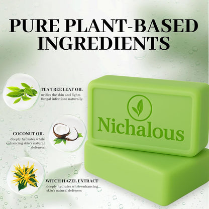 3PCS Tea Tree Soap, Tea Tree Relief Soap Bar, with Tea Tree Oil & Coconut Oil & Witch Hazel, Deep Pore Cleansing, Natural Herbal Foot Soaps Bar for Men & Women – 3.5 oz