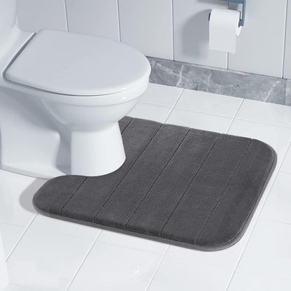 Yimobra Memory Foam Toilet Bath Mat U-Shaped, 24 X 20 Inches,Soft and Comfortable, Super Water Absorption, Non-Slip, Machine Wash and Easier to Dry for Bathroom Commode Contour Rug, Dark Gray