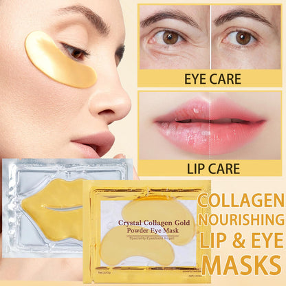 30 Pairs Lip Masks & Eye Mask,24K Collagen Crystal Under Eye Patches for Puffy Eyes,Dark Circles,Moisturizing& Reducing Fine Lines Lip Mask,Cooling Collagen Eye Masks Skincare for Women Men