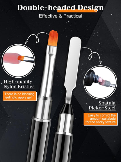 EBANKU Dual Form Kit, 288PCS Poly Gel Forms for French Nails, 8 Styles Reusable Silicone Pads, 5PCS Clips, Brush Pen, Files Buffer, Extension Kit for Beginner