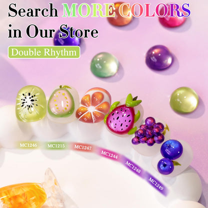 Double Rhythm Jelly Glass Cat Eye Gel Polish with Magnet 15ML Holographic Glitter Shimmer Translucent Sheer Color Magnetic Polish Salon DIY at Home (Grape Gold-MC1247)