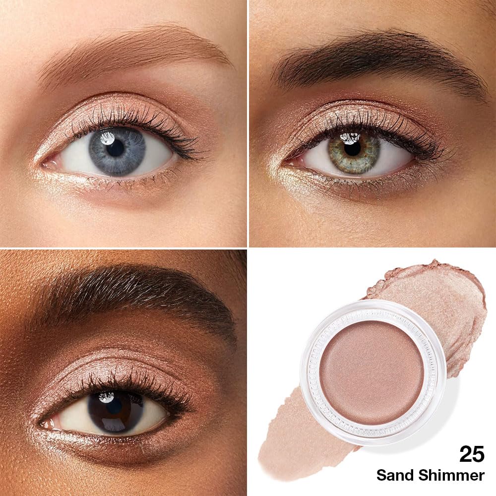 evpct Single Cream Eye Shadow Palette Pot Makeup for Older Women, Sand Shimmer Glitter Metallic Monochrome Cream to Powder Eyeshadow Palette Eye Brightener, Highly Pigmented Waterproof Blendable