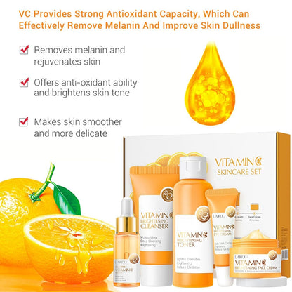 Vitamin C 5-Piece Skincare Set with Cleanser, Toner, Serum, Eye Cream and Face Cream for Skin Brightening skin care set skincare gift set skin care set for Unisex Adult