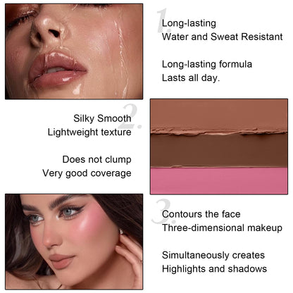 6 Colors Cream Contour Stick Makeup Kit,Shades with Highlighter,Blush,Bronzer Contour Stick for Sculpt the Cheeks,Long Lasting,Waterproof,Matte & Dewy Finish for Woman (SET A)
