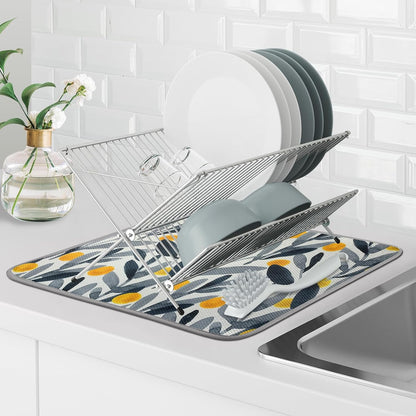 SHIYUE Dish Drying Mat for Kitchen Counter Super Absorbent Spring Kitchen Decor Microfiber Drying Matainers Rack Fast Pad Dish Drainer Mats(Watercolor Leaves,16''x18'')
