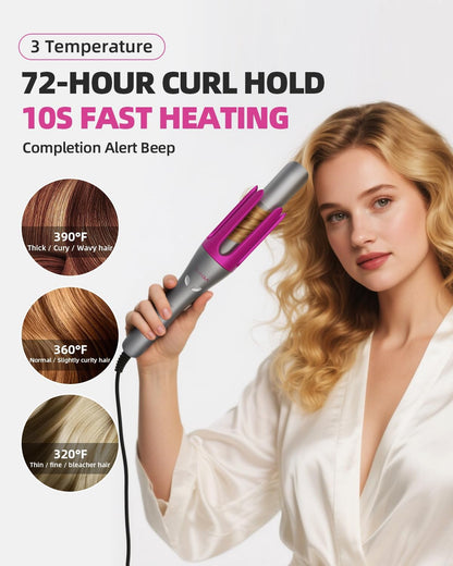 Automatic Rotating Curling Iron,1 1/4 Hair Curler with 3 Temperatures, 10S Fast Heating, 2-Way Rotation, 30 Min Auto Shut-Off, 500 Million Ionic, Anti-Scald-Tangle for Long Hair