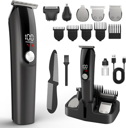 Beard Trimmer for Men Hair Clippers - 6 in 1 Professional Grooming Kit Cordless Hair Clipper Trimmers Set Waterproof,Electric Shaver Razor for Face Nose Body Mustache