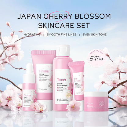 Korean Skin Care Set - Sakura Skin Care Sets & Kits - Women Gift Sets with Cleanser-Toner-Serum-Face Cream-Eye Cream - Skin Care Routine Kit for Women - Beauty Products Gift Box (SetB)