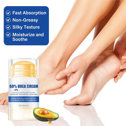 2PCS 60% Urea Hydrating and Anti-Cracking Foot Cream，2025 Upgraded Hand and Foot Cream Urea Moisturizer，Hydrates Dry and Cracked Feet and Hand (1.41 Ounce, White)