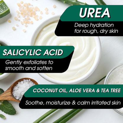 40% Urea Cream for Feet with 2% Salicylic Acid Aloe Tea Tree Oil for Skin - Athletes Foot Cream Extra Strength - Dry Hand Cream for Dry Cracked Hands - Urea Cream 40 Percent, 3 Pack